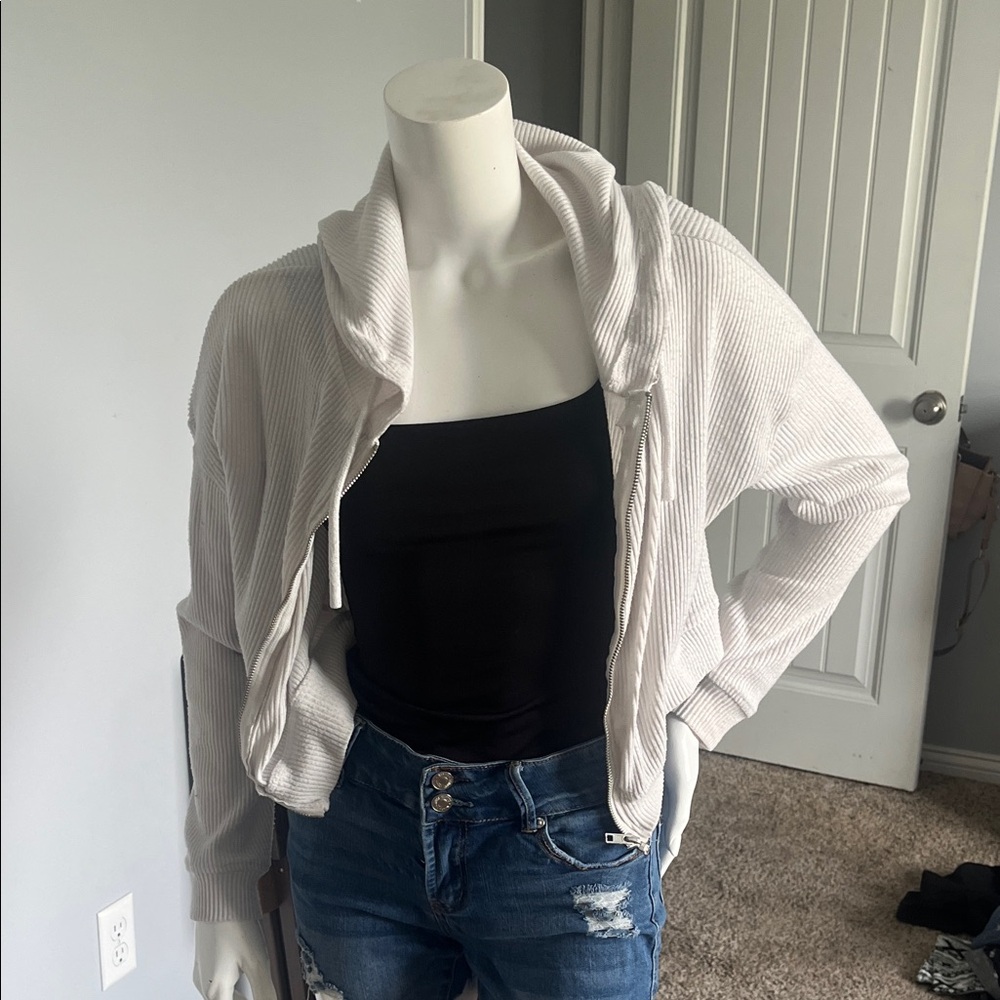 White Zip-Up Hoodie